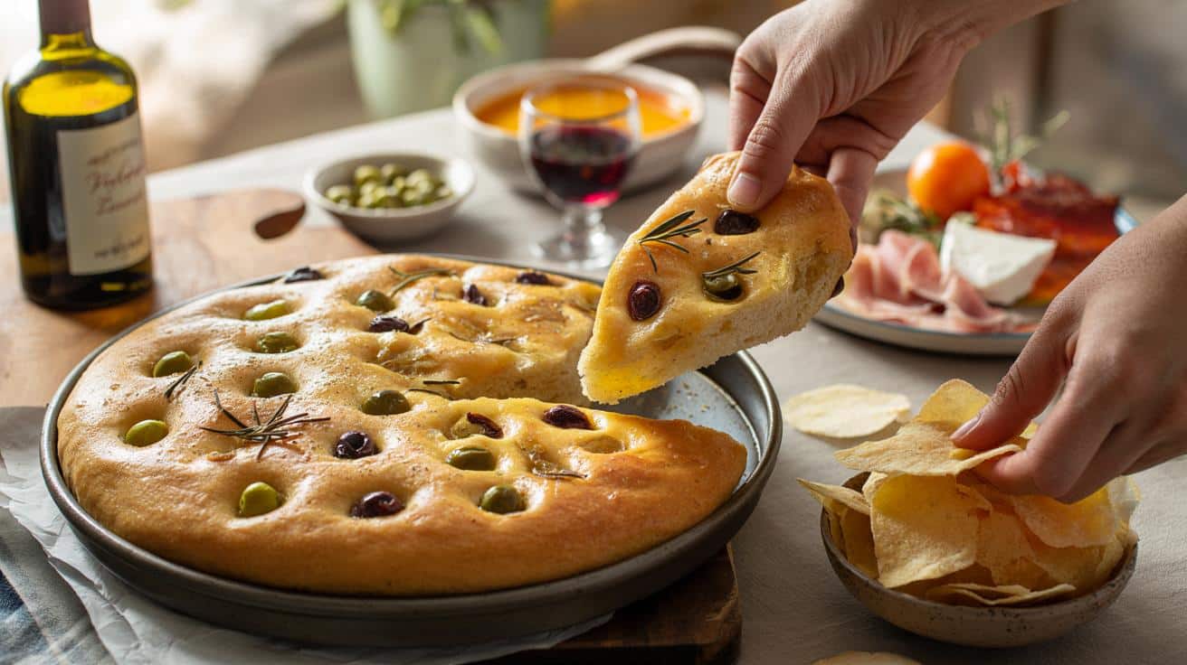 Brits swap crisps for 500 g focaccia this weekend: will you try 7 g yeast and 220°C for 25 minutes?