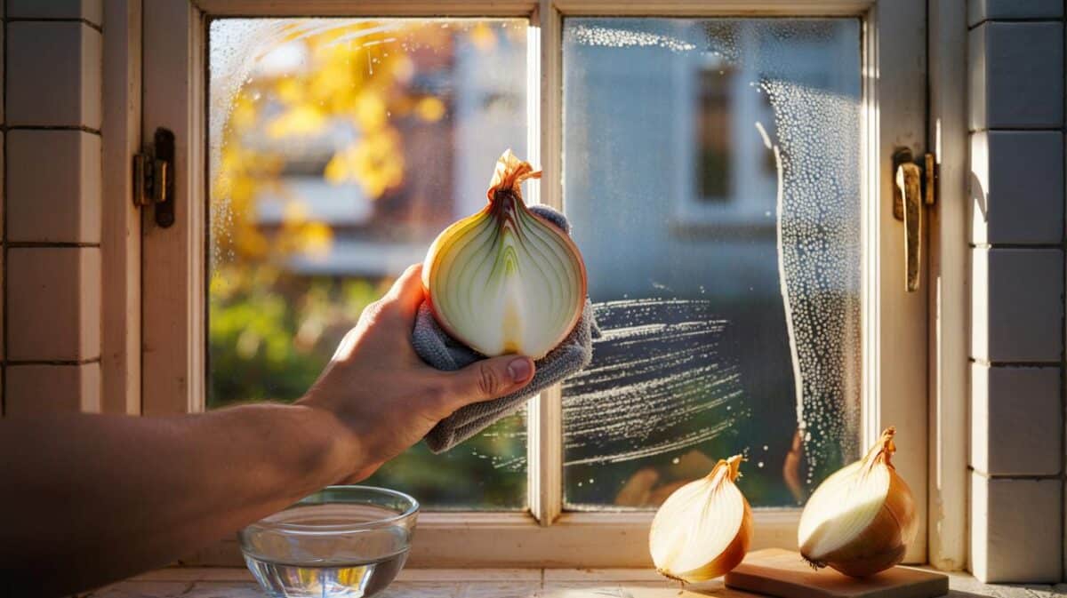 You spend 39 minutes a week on smeared windows: 50p half onion makes glass spotless in 90 seconds
