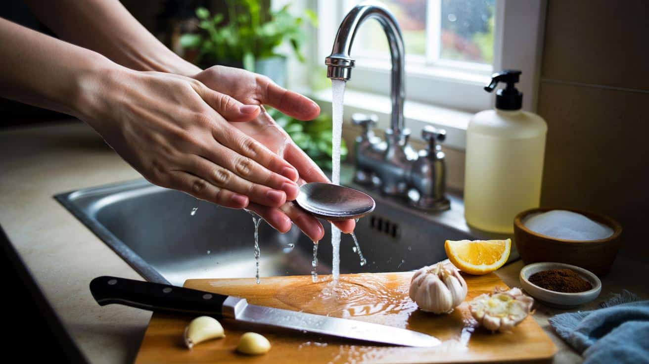 Your hands still smell after 2 washes: the 30-second stainless steel spoon trick most cooks need